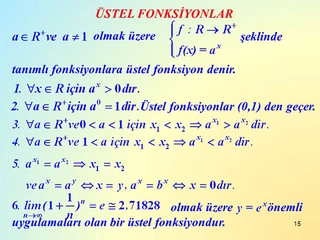 Üstel Fonksiyon Konu Anlatımı ve Testleri Üstel Fonksiyon Konu Anlatımı ve Testleri